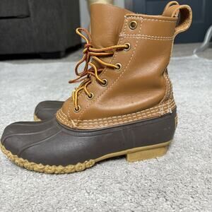 LL Bean Bean Boots 8" Duck Boot Womens Size 6 (Approx) Brown Leather Rubber Sole